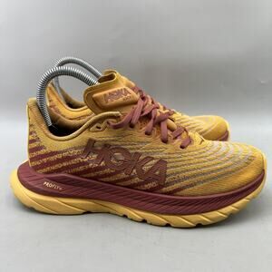 Hoka One One Mach 5 Running Shoes Womens Size 6.5 Yellow Maroon Comfort Sneakers